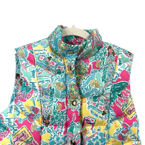 Lilly Pulitzer Lauren down Puffer Vest In the Beginning print Size XS - Picture 2 of 10